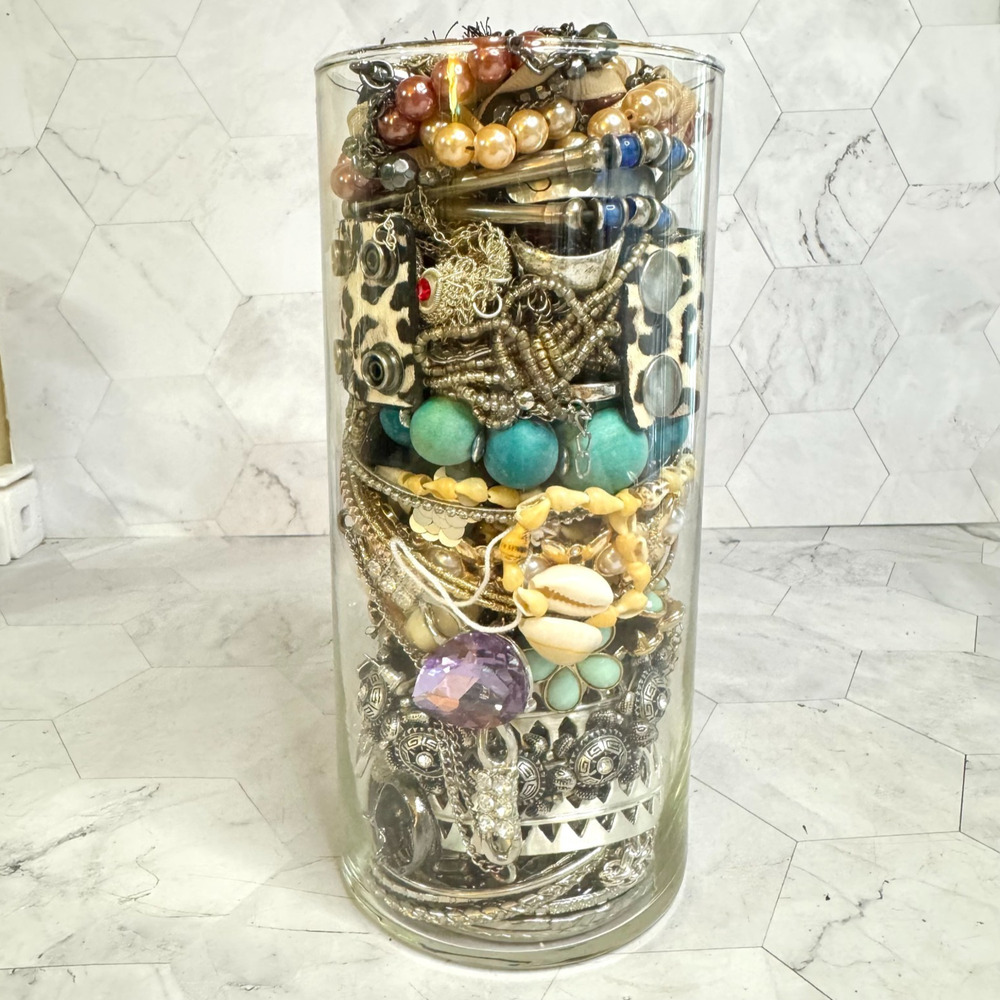 2.56 lbs Jewelry Mystery Jar Wearable Mixed Vintage Modern Costume Not Broken